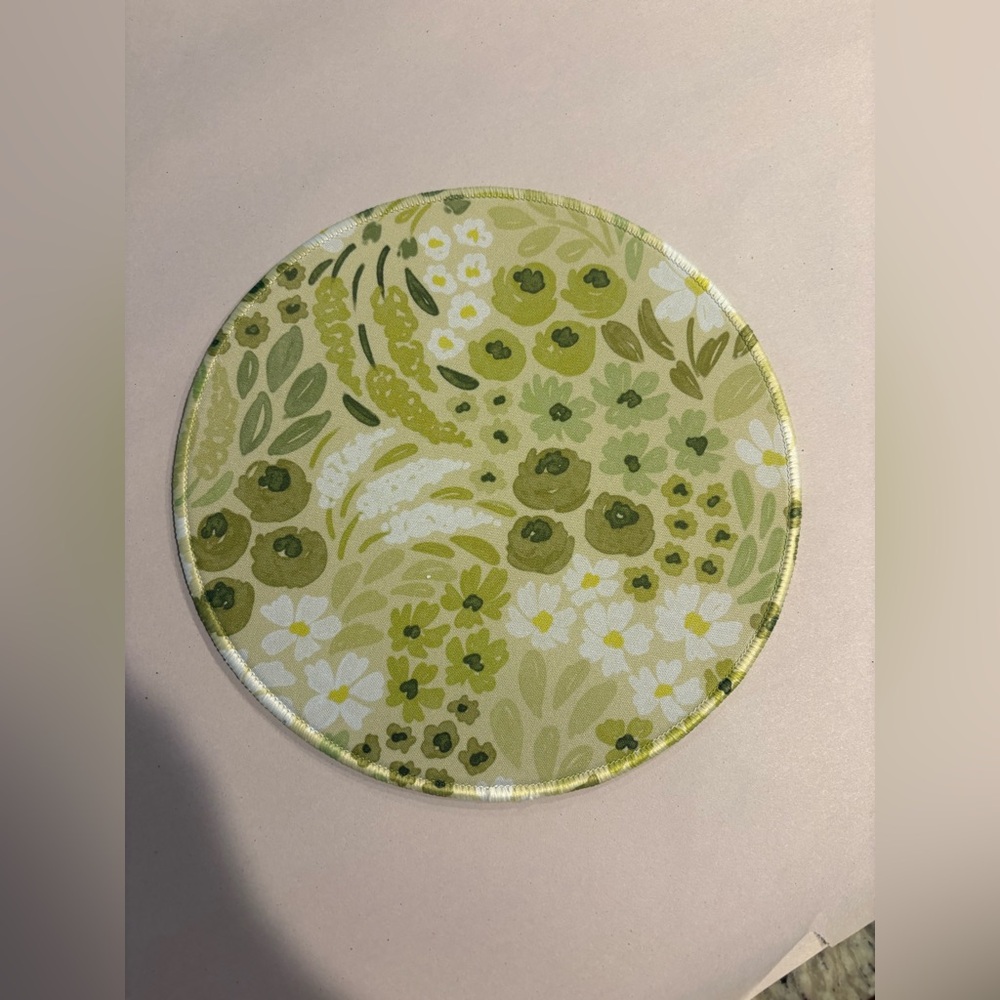 Elyse Breanne Designs Green Floral Round Mousepad